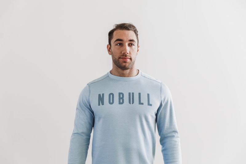 Bluzy Nobull Crew Męskie Niebieskie | 453982-IFA