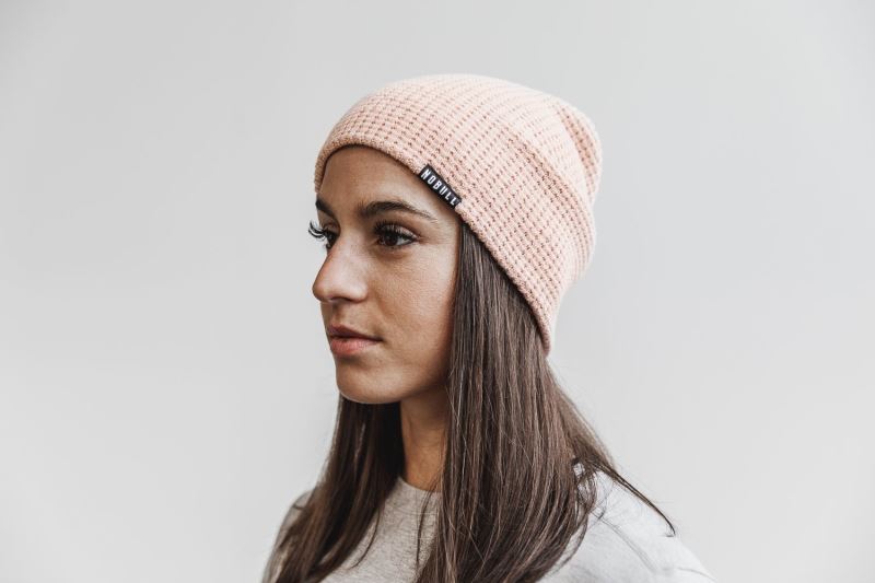 Czapki Beanie Nobull Waffle Damskie Różowe | 628349-DGE