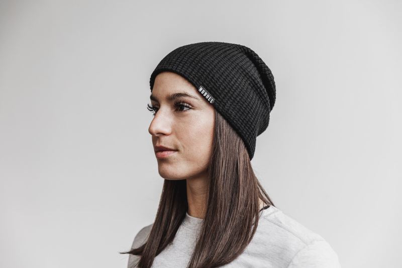 Czapki Beanie Nobull Waffle Męskie Czarne | 410563-OMS