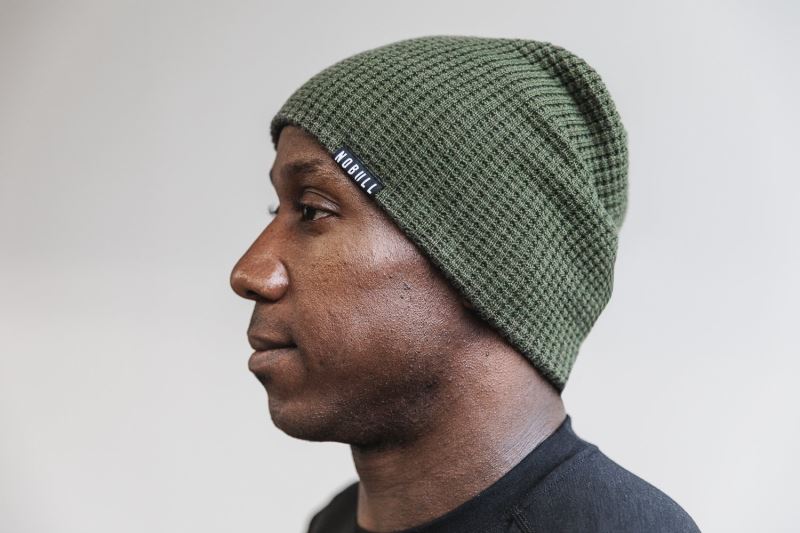 Czapki Beanie Nobull Waffle Męskie Oliwkowe | 680942-FKT