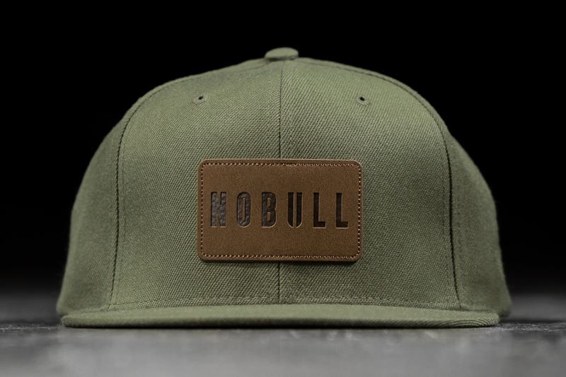 Czapki Nobull Płaskie-Brim Snapback Męskie Oliwkowe | 653487-HPU