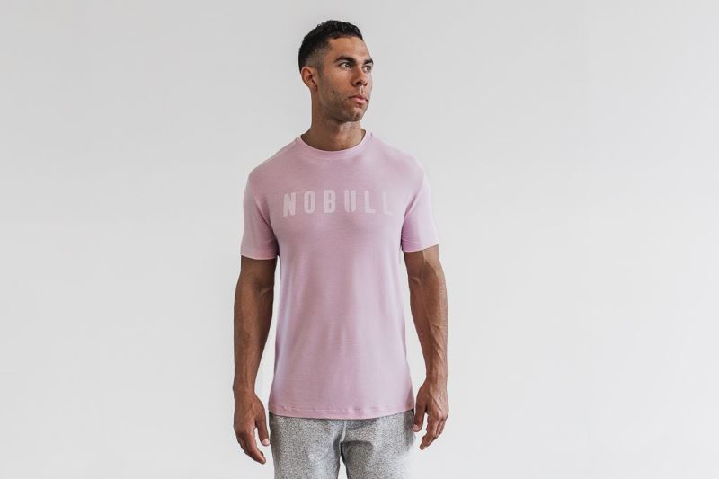 Koszulki Nobull Bright Colors Męskie Różowe | 709642-XUF