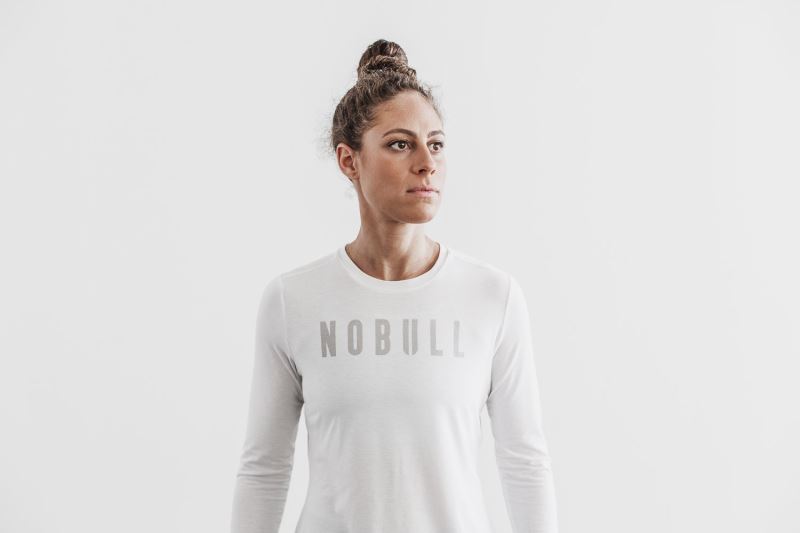 Koszulki Nobull Long Sleeve Damskie Białe | 143269-LSX