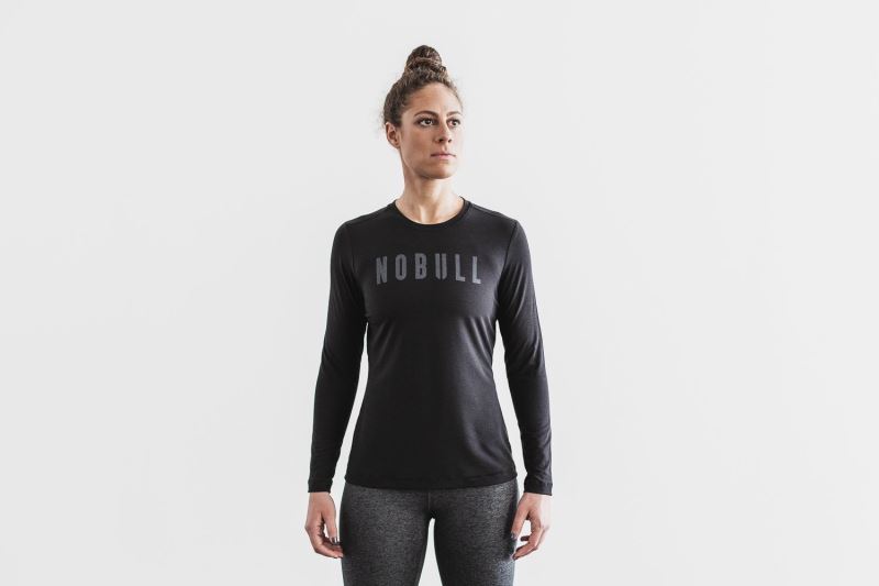 Koszulki Nobull Long Sleeve Damskie Czarne | 147806-IOF