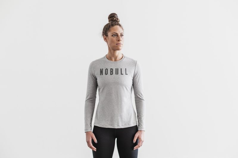 Koszulki Nobull Long Sleeve Damskie Szare | 065492-KGM