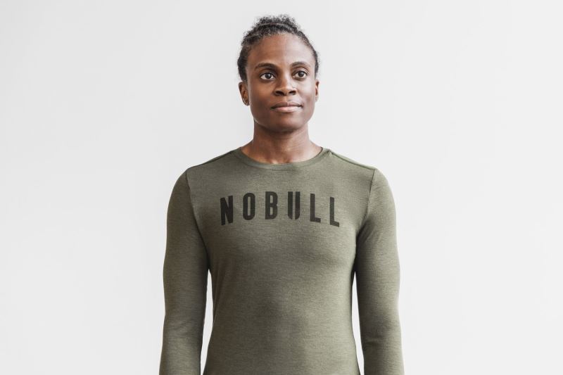 Koszulki Nobull Long Sleeve Damskie Zielone | 813520-SEU