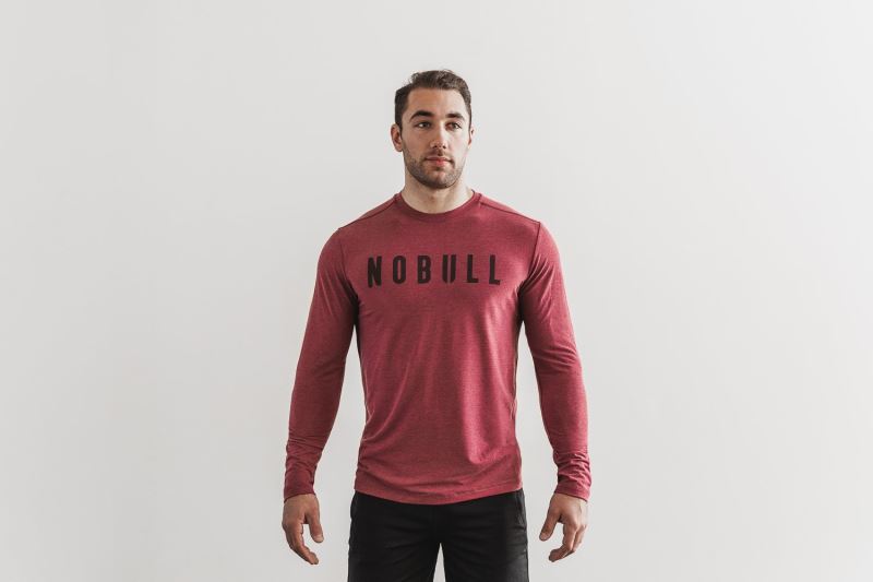 Koszulki Nobull Long Sleeve Męskie Czerwone | 643102-IYE