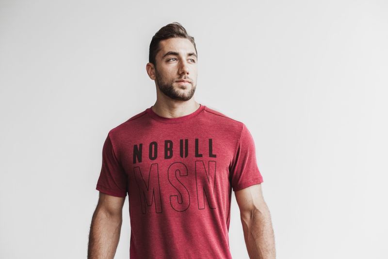 Koszulki Nobull Madison Męskie Czerwone | 954618-IQR