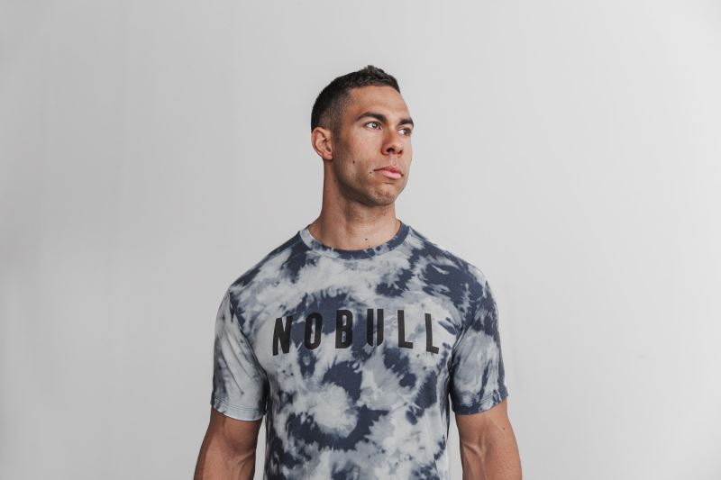 Koszulki Nobull Tie-Dye Męskie Niebieskie | 568920-MCO