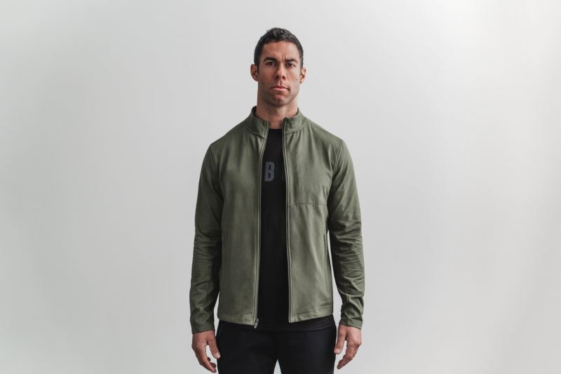 Kurtki Nobull Twill Zip-Up Męskie Zielone | 758461-USK