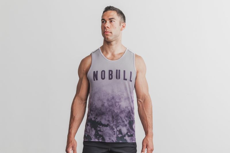 Podkoszulki Nobull Dip-Dye Męskie Fioletowe | 983765-WUA