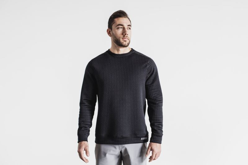 Pulowery Nobull Quilted Crew Męskie Czarne | 187943-GBL