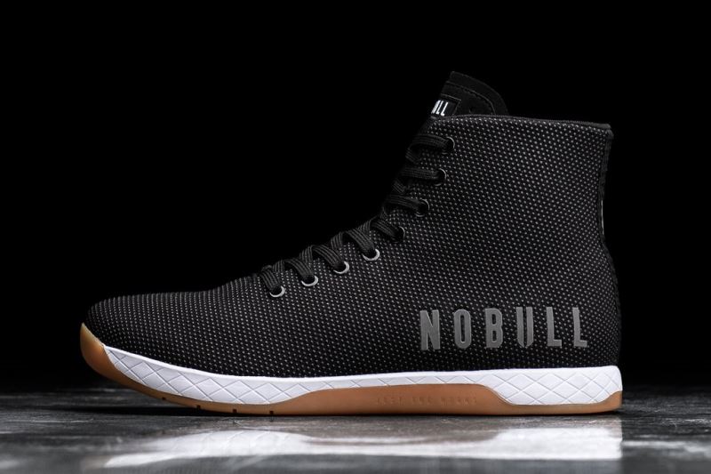 Trampki Nobull High-Top Damskie Czarne Białe | 942861-KOA