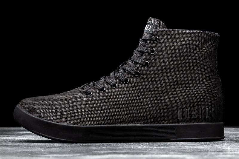 Trampki Nobull High-Top Płócienne Damskie Czarne | 483056-VAO