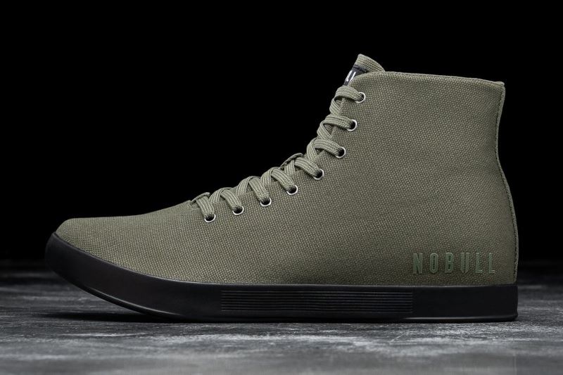 Trampki Nobull High-Top Płócienne Męskie Ciemny Zielone Czarne | 493026-ZFP