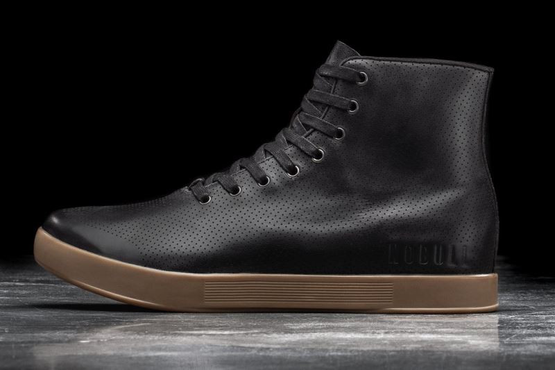 Trampki Nobull High-Top Skórzane Damskie Czarne | 167493-GEA