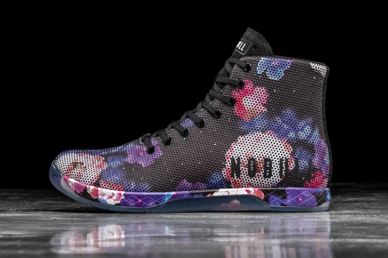 Trampki Nobull High-Top Space Floral Damskie Czarne | 457681-JXC