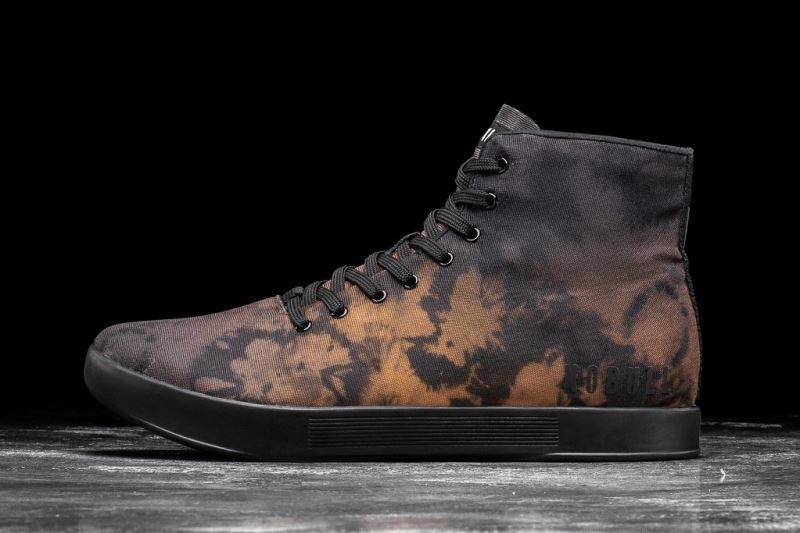 Trampki Nobull High-Top Toffee Tie-Dye Płócienne Damskie Czarne Pomarańczowe | 763410-PAB