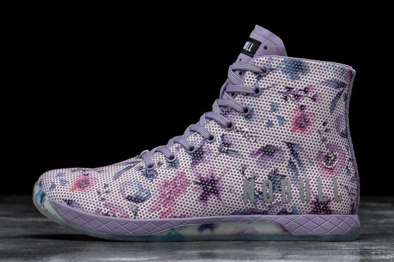 Trampki Nobull High-Top Watercolor Floral Damskie Fioletowe | 953172-ITF