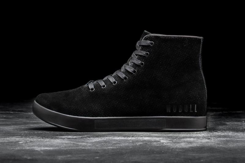 Trampki Nobull High-Top Zamszowe Damskie Czarne | 146708-LIC