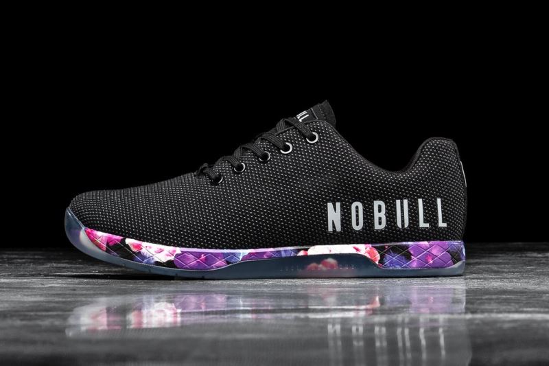 Trampki Nobull Space Floral Damskie Czarne | 146389-TVM